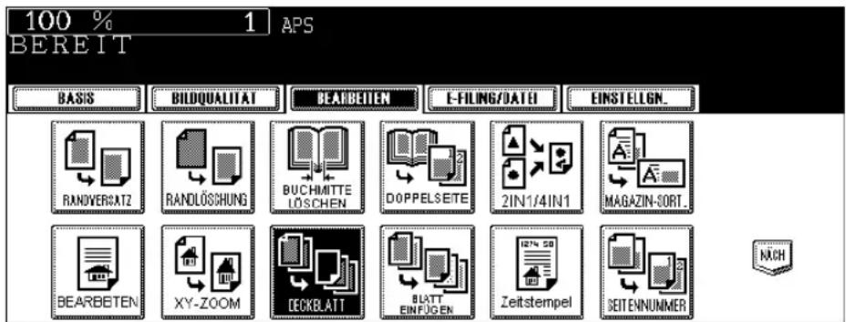 100 % 1 APS BEREIT BASIS BILDQUALITAT BEARBEITEN E-FILING/DATEI EINSTELGN. RANDVERCATZ RANDLOSSHUNG BUCHMITTE LÖSCHEN DOPPELSEITE 2IN1/4IN1 MAGAZIN-SORT. BEARBEITEN XY-ZOOM DECKBLATT BUATT EINFÜGEN Zeitstempel SEITENNUMMER NACH