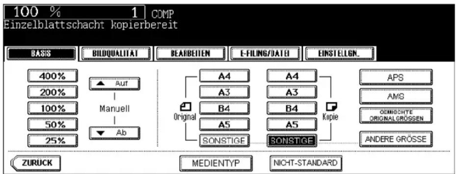 TOSHIBA E-Studio 720 - Einzelblattkopieren auf anderen Formaten als A3, A4, B4 und B5 - 3