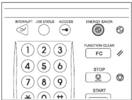 INTERRUPT JOB STATUS ACCESS ENERGY SAVER 1 2 3 4 5 6 7 8 9 FUNCTION CLEAR FC STOP START
