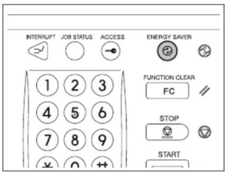 INTERRUPT JOB STATUS ACCESS ENERGY SAVER 1 2 3 4 5 6 7 8 9 FUNCTION CLEAR FC STOP START