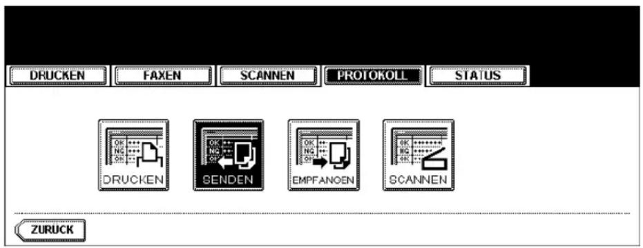 DRUCKEN FAXEN SCANNEN PROTOKOLL STATUS DRUCKEN SENDEN EMPFANOEN SCANNEN ZURUCK