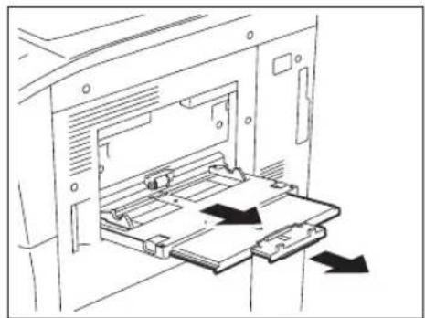TOSHIBA E-Studio 720 - Legen Sie einige Blätter mit der Kopierseite nach oben in den manuellen Einzug und richten Sie die Seitenführungen am Papier aus. - 2