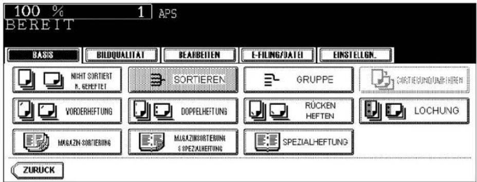 100 % 1 APS BEREIT BASIS BILDQUALITAT BEARBEITEN E-FILUNG/DATEI EINSTELGN_ NIGHT SORTIENT R. GENEFET SORTIEREN GRUPPE VORDERHEFTUNG DOPFELHEFTUNG RÜCKEN HEFTEN LOCHUNG MGAZIN SORTIERUNG MGAZINSORTIERUNG SPEZIALHEFTUNG SPEZIALHEFTUNG ZURUCK