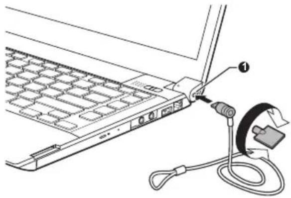 TOSHIBA Satellite Pro R830 - Befestigen des Sicherheitsschlosses - 1