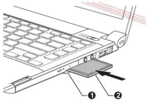TOSHIBA Satellite Pro R840 - Einsetzen von ExpressCards - 2