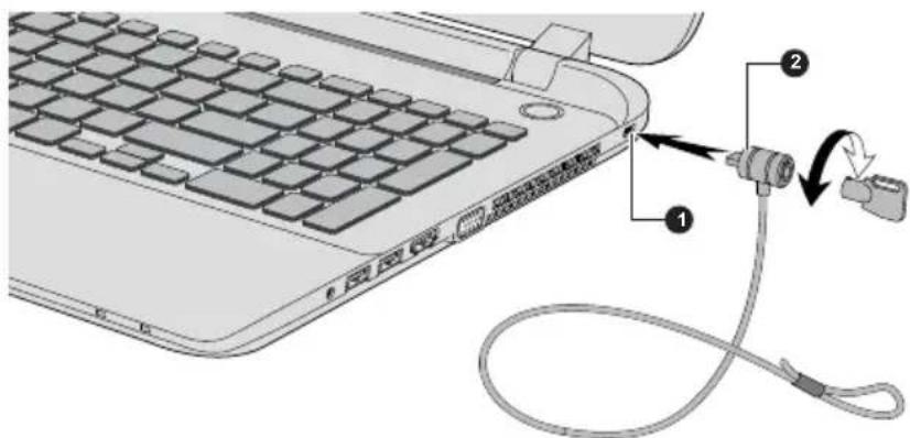 TOSHIBA Satellite Pro L50Dt-B - Befestigen des Sicherheitsschlosses - 1