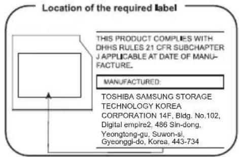TOSHIBA Satellite PRO C50T-A - Anordnung der vorgeschriebenen Kennzeichnung - 1