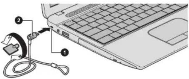 TOSHIBA Satellite PRO C50T-A - Befestigen des Sicherheitsschlosses - 1