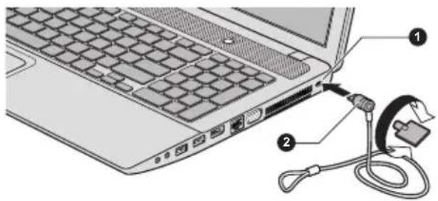 TOSHIBA Satellite L870D - Befestigen des Sicherheitsschlosses - 1