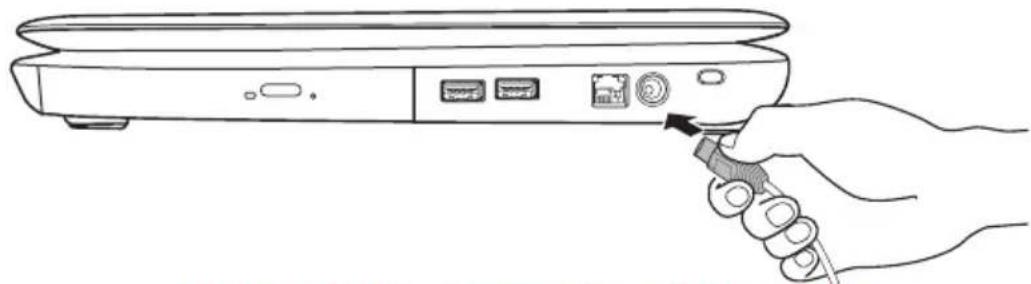 TOSHIBA Satellite L550D - Anschließen des Netzadapters - 5