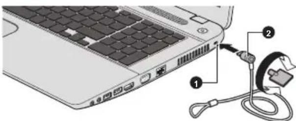 TOSHIBA Satellite S70t-A - Befestigen des Sicherheitsschlosses - 1