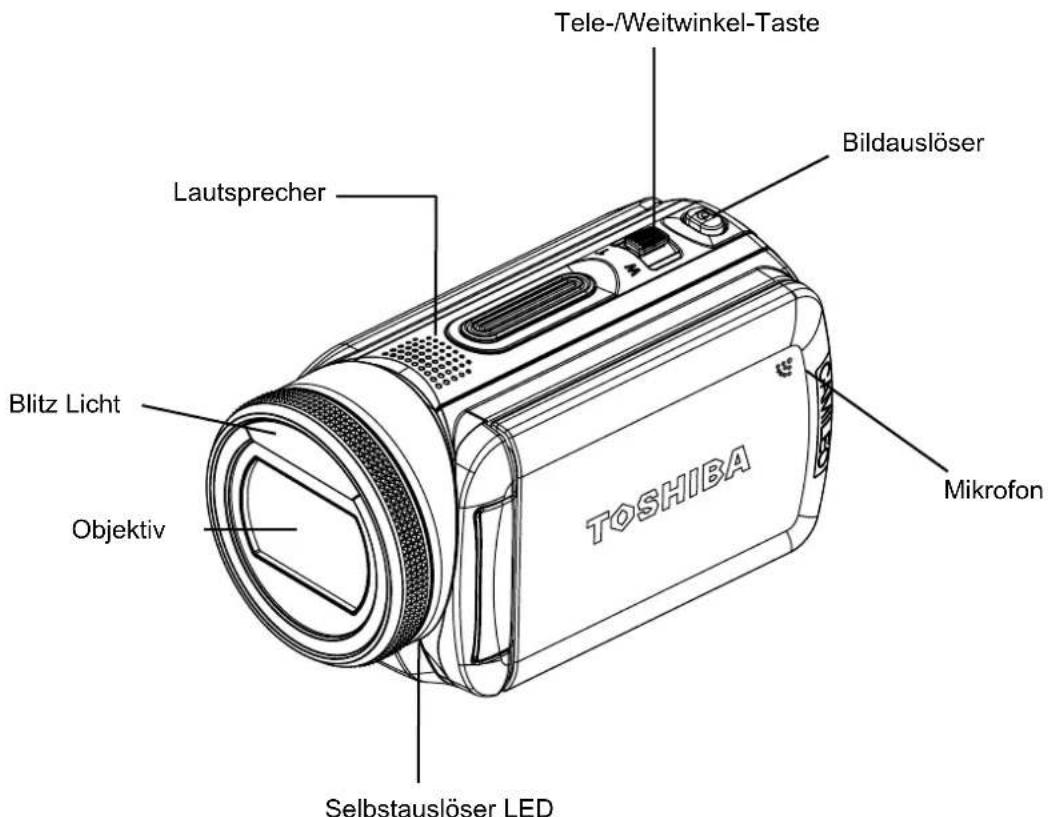 Tele-/Weitwinkel-Taste Bildauslöser Lautsprecher Blitz Licht Objektiv Selbstauslöser LED TOSHIBA Mikrofon