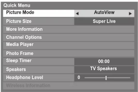 TOSHIBA 46RV733 - Quick Menu - 1