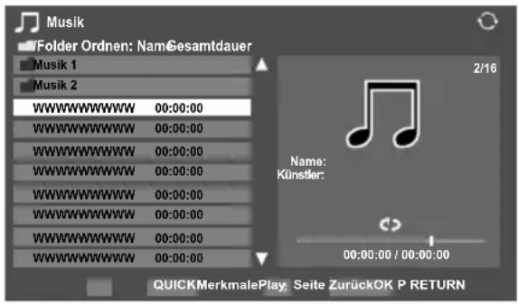 TOSHIBA 46MV732 - Wiedergeben von Musikdateien (auf dem DLNA CERTIFIED™ -Server) - 1