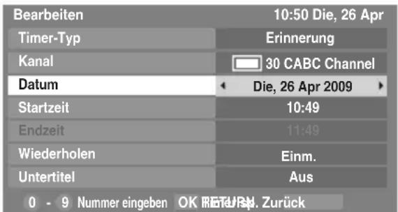 TOSHIBA 42XV635DG - Timer Programme – nur digital - 2