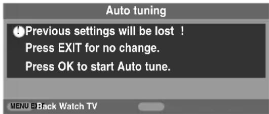 TOSHIBA 37CV501 - Press ▼ to highlight Auto tuning, then press OK. - 1