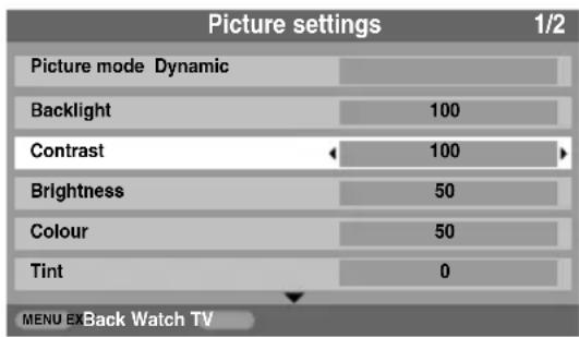 TOSHIBA 37CV501 - Select Picture settings from the PICTURE menu. - 1