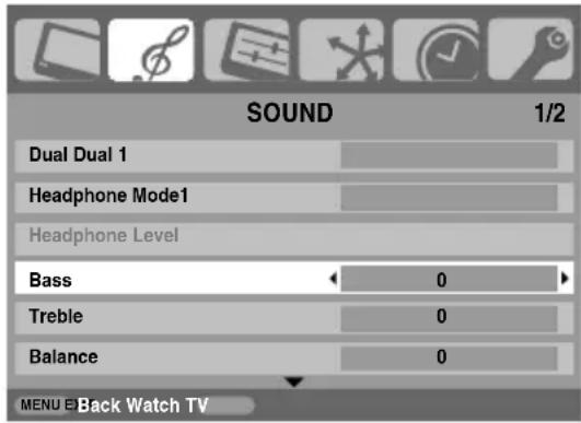 TOSHIBA 37CV500PG - Bass, Treble and Balance - 1