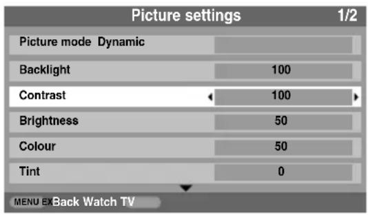TOSHIBA 32CV500PG - Select Picture settings from the PICTURE menu. - 1