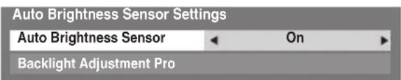 TOSHIBA 32MV732 - Auto Brightness Sensor Settings - 1