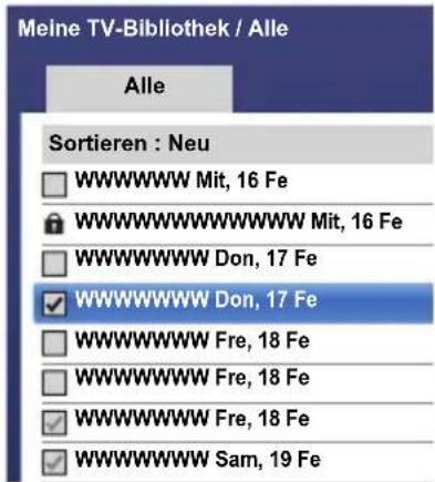 TOSHIBA 42M7463 - Eine aufgenommene Sendung löschen: - 1