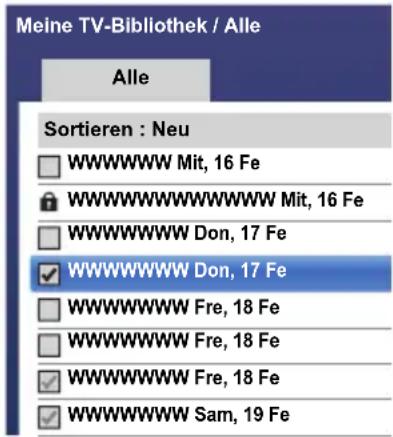 TOSHIBA 42M7453 - Eine aufgenommene Sendung löschen: - 1