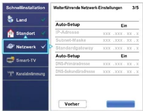 TOSHIBA 42L6453 - Der Bildschirm Weiterführende Netzwerk-Einstellungen erscheint. - 1