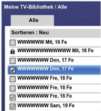 TOSHIBA 42L6453 - Eine aufgenommene Sendung löschen: - 1