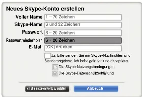 TOSHIBA 40L7365 - So erstellen Sie ein neues Konto: - 1