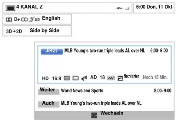 TOSHIBA 40L7355 - Eine Sendung mit dem Informationsbildschirm programmieren: - 1