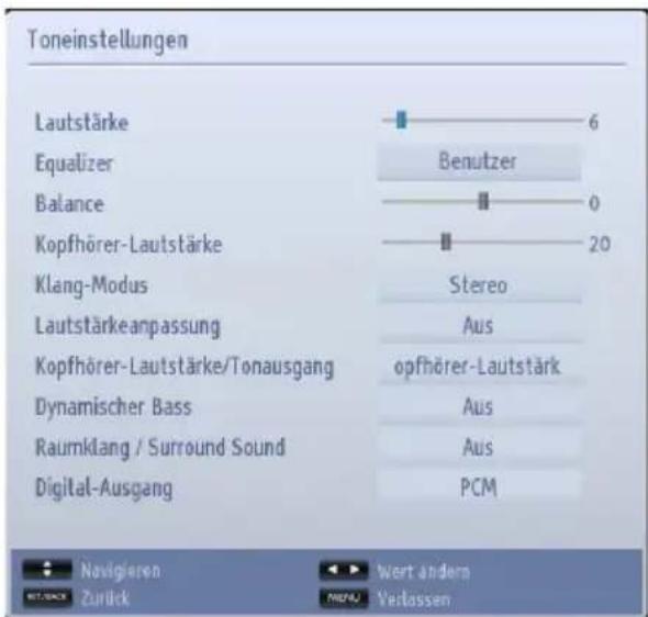 TOSHIBA 40L1343 - Konfiguration der Klangeinstellungen - 1