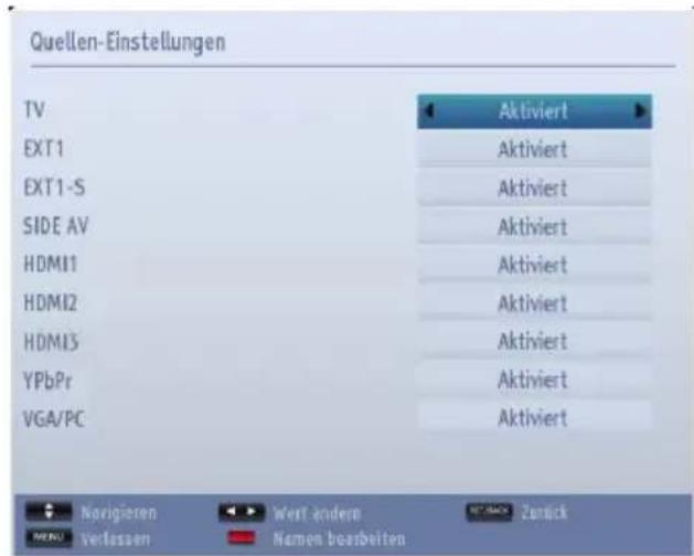 TOSHIBA 40L1334 - Konfiguration der Quelleneinstellungen - 1