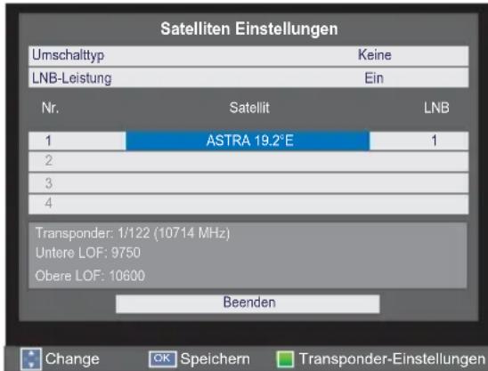 TOSHIBA 32W2444 - Drücken Sie ◀ oder ▶ und wählen Sie den Satellit oder LNB und OK. - 1