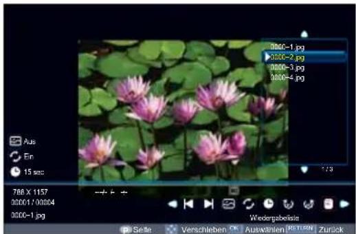 TOSHIBA 32W2443 - Wählen Sie mit ▲ oder ▼ ein Foto und drücken zur Anzeige des Fotos Ⓞ. Drücken Sie zum Ausblenden der Liste die RETURN-Taste an der Fernbedienung. - 1