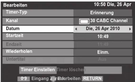 TOSHIBA 32VL748 - Timer Programme – nur digital - 2