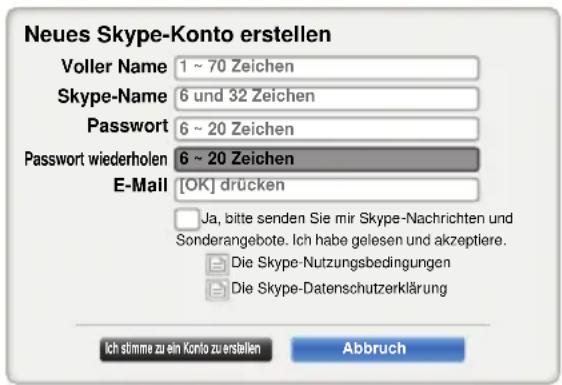 TOSHIBA 32L6351 - So erstellen Sie ein neues Konto: - 1