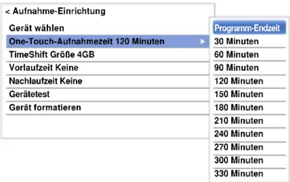 TOSHIBA 32L4353 - Einstellung der Aufnahmedauer für One-Touch-Aufnahme: - 1