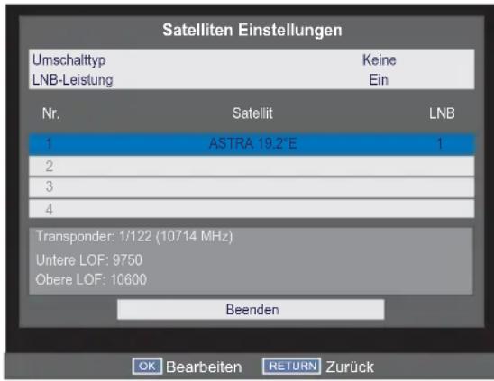 TOSHIBA 32L2443 - Drücken Sie ▲ oder ▼ um ein Satellit auszuwählen und ☑ für weitere Einstellungen. - 1