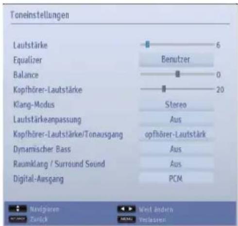 TOSHIBA 32L1333 - Konfiguration der Klangeinstellungen - 1