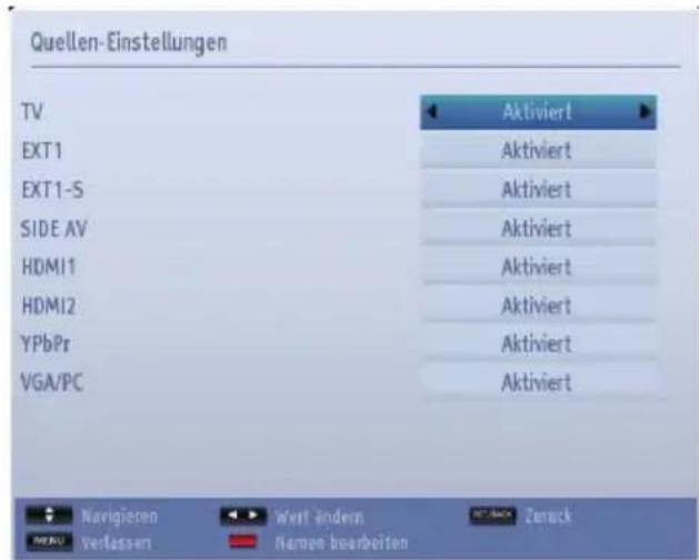 TOSHIBA 32L1334 - Konfiguration der Quelleneinstellungen - 1