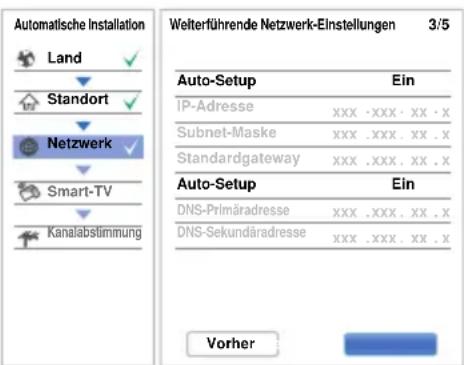 TOSHIBA 58L7361 - Der Bildschirm Weiterführende Netzwerk-Einstellungen erscheint. - 1