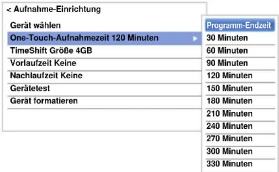 TOSHIBA 50L7355 - Einstellung der Aufnahmedauer für One-Touch-Aufnahme: - 1