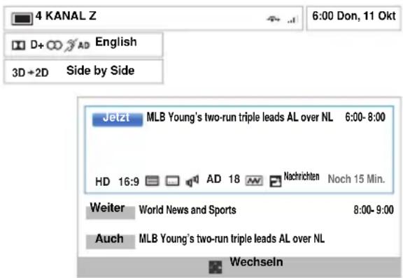 TOSHIBA 50L7335 - Eine Sendung mit dem Informationsbildschirm programmieren: - 1