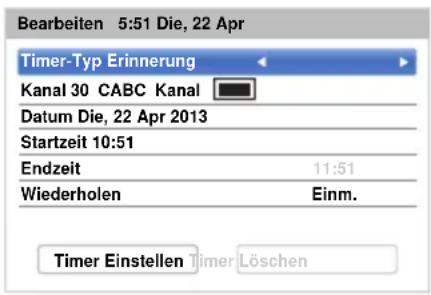 TOSHIBA 50L4353 - Programmierung des Timers: - 1