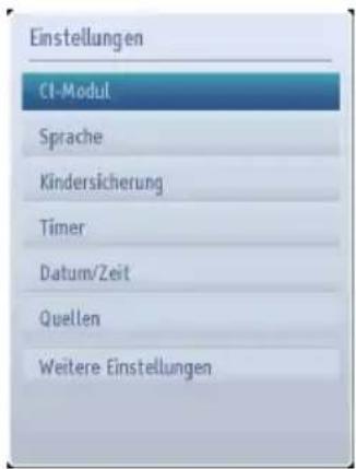 TOSHIBA 48L1435 - Aufrufen des Menüs Einstellungen - 1