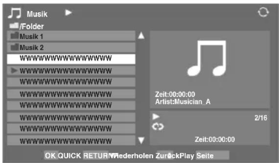 TOSHIBA 46XV636 - Wiedergeben von Musikdateien (nur bei USB-Geräten) - 1