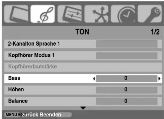 TOSHIBA 46XV555D - Bass-, Höhen- und Balance-Regelung - 1