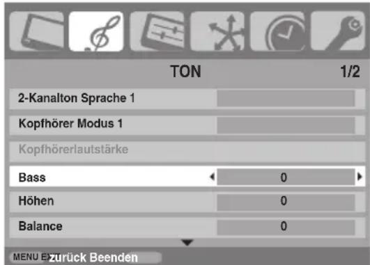 TOSHIBA 42XV500P - Bass-, Höhen- und Balance-Regelung - 1
