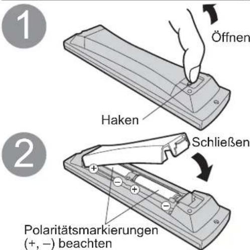 PANASONIC TH-37PV45 - Einlegen der Batterien in die Fernbedienung - 1