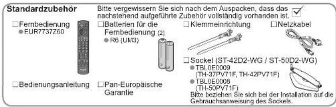 PANASONIC TH-37PV71F - Mitgeliefertes Zubehör / Sonderzubehör - 1